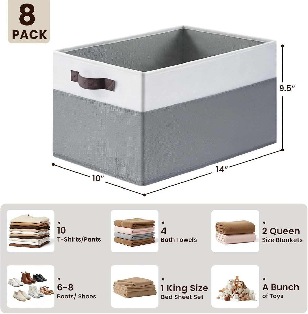 6 Pack Large Toy Box Chest, Collapsible Sturdy Toy Storage Organizer Bins Baskets for Kids, Boys, Girls, Nursery, Playroom, Shelf Baskets for Lego Puzzle Balls, Game Organizer (14L*10W*9.5H)