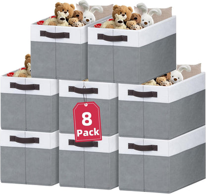 6 Pack Large Toy Box Chest, Collapsible Sturdy Toy Storage Organizer Bins Baskets for Kids, Boys, Girls, Nursery, Playroom, Shelf Baskets for Lego Puzzle Balls, Game Organizer (14L*10W*9.5H)