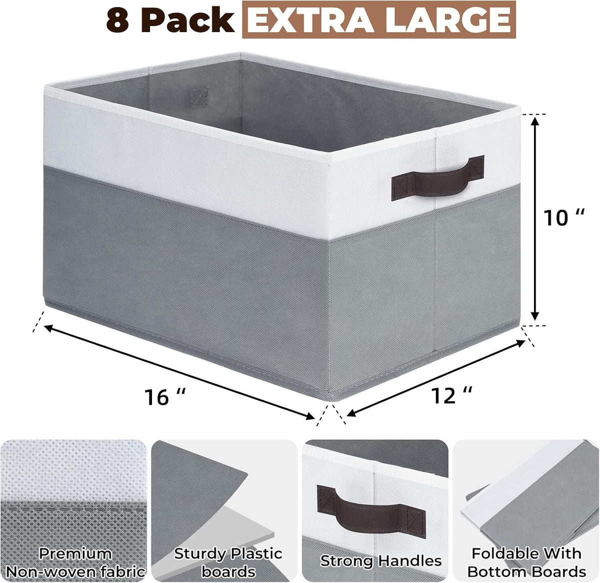 6 Pack Large Toy Box Chest, Collapsible Sturdy Toy Storage Organizer Bins Baskets for Kids, Boys, Girls, Nursery, Playroom, Shelf Baskets for Lego Puzzle Balls, Game Organizer (14L*10W*9.5H)