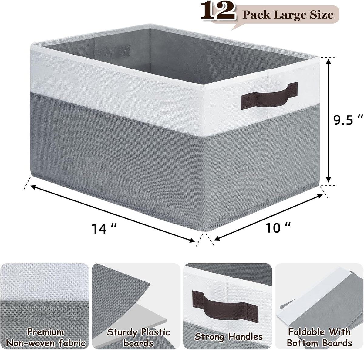 6 Pack Large Toy Box Chest, Collapsible Sturdy Toy Storage Organizer Bins Baskets for Kids, Boys, Girls, Nursery, Playroom, Shelf Baskets for Lego Puzzle Balls, Game Organizer (14L*10W*9.5H)