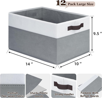 6 Pack Large Toy Box Chest, Collapsible Sturdy Toy Storage Organizer Bins Baskets for Kids, Boys, Girls, Nursery, Playroom, Shelf Baskets for Lego Puzzle Balls, Game Organizer (14L*10W*9.5H)