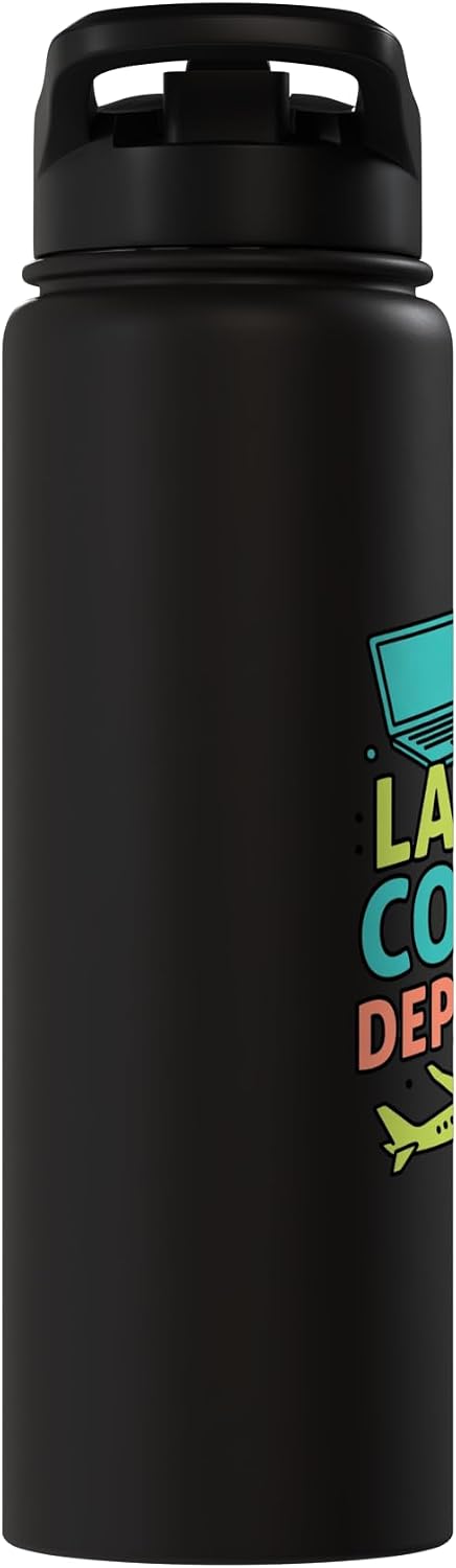 Laptop Coffee Departure Travel Remote Work Design Stainless Steel Insulated Water Bottle