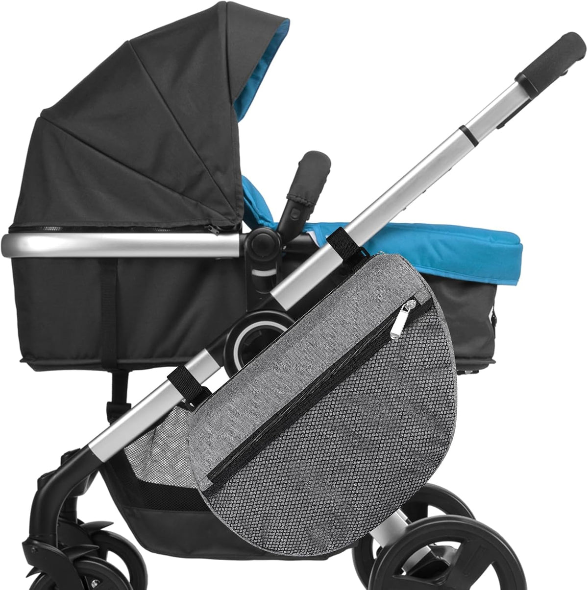 Insulated Side Sling Stroller Saddle Bag Organizer, Universal Stroller Organizer, Stroller Bag Caddy Organizer, Grey