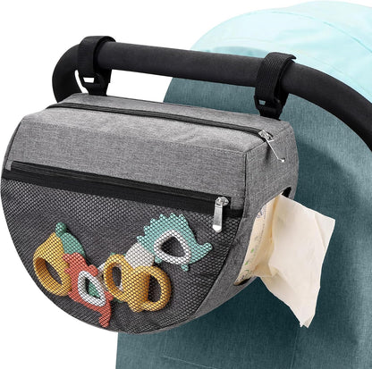 Insulated Side Sling Stroller Saddle Bag Organizer, Universal Stroller Organizer, Stroller Bag Caddy Organizer, Grey