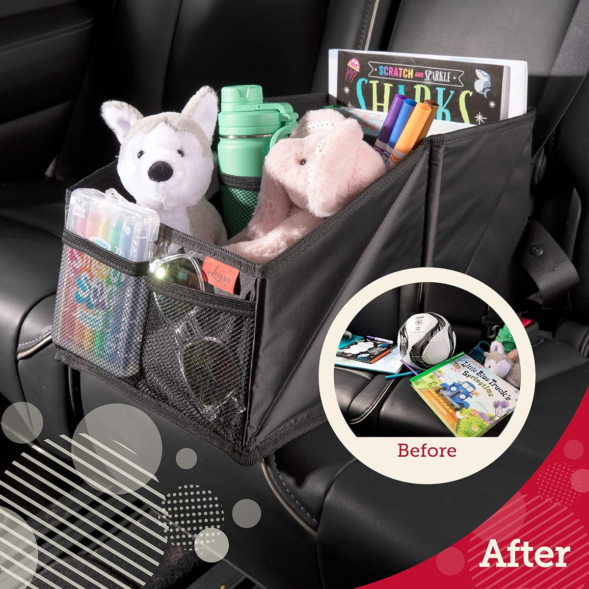 Car Seat Organizer for Front or Backseat - Great for Adults & Kids, Features 9 Storage Compartments for Toys, Magazines, Tissues, Maps, Books, Documents, Games & More (Unicorns)