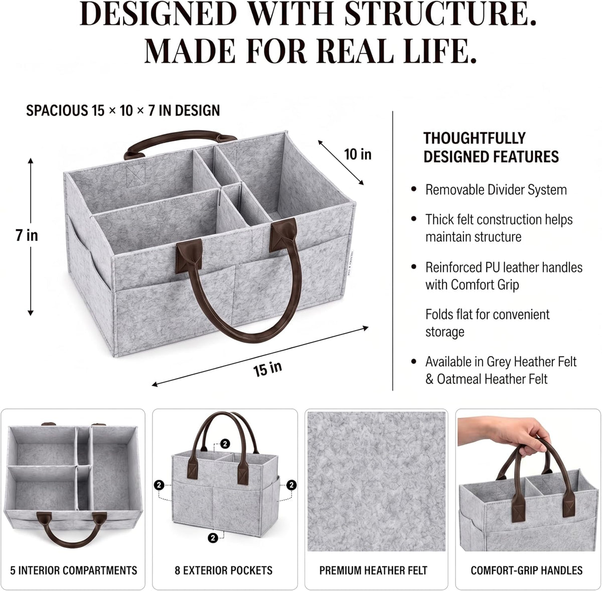 Felt Diaper Caddy Organizer, Nursery & Car Organizer