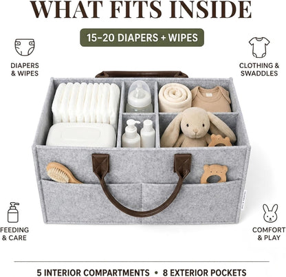 Felt Diaper Caddy Organizer, Nursery & Car Organizer