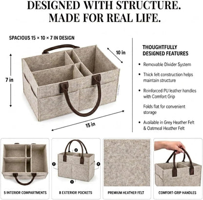 Felt Diaper Caddy Organizer, Nursery & Car Organizer