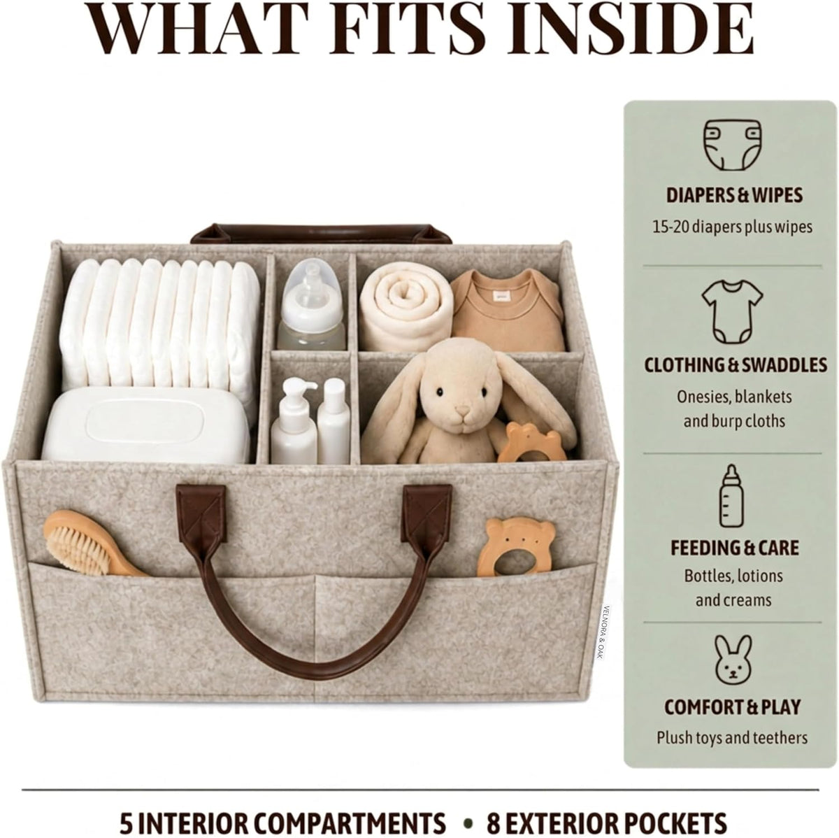 Felt Diaper Caddy Organizer, Nursery & Car Organizer