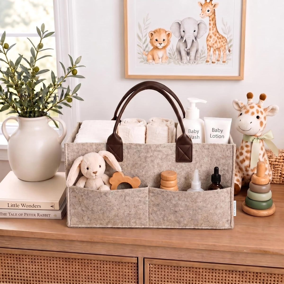 Felt Diaper Caddy Organizer, Nursery & Car Organizer