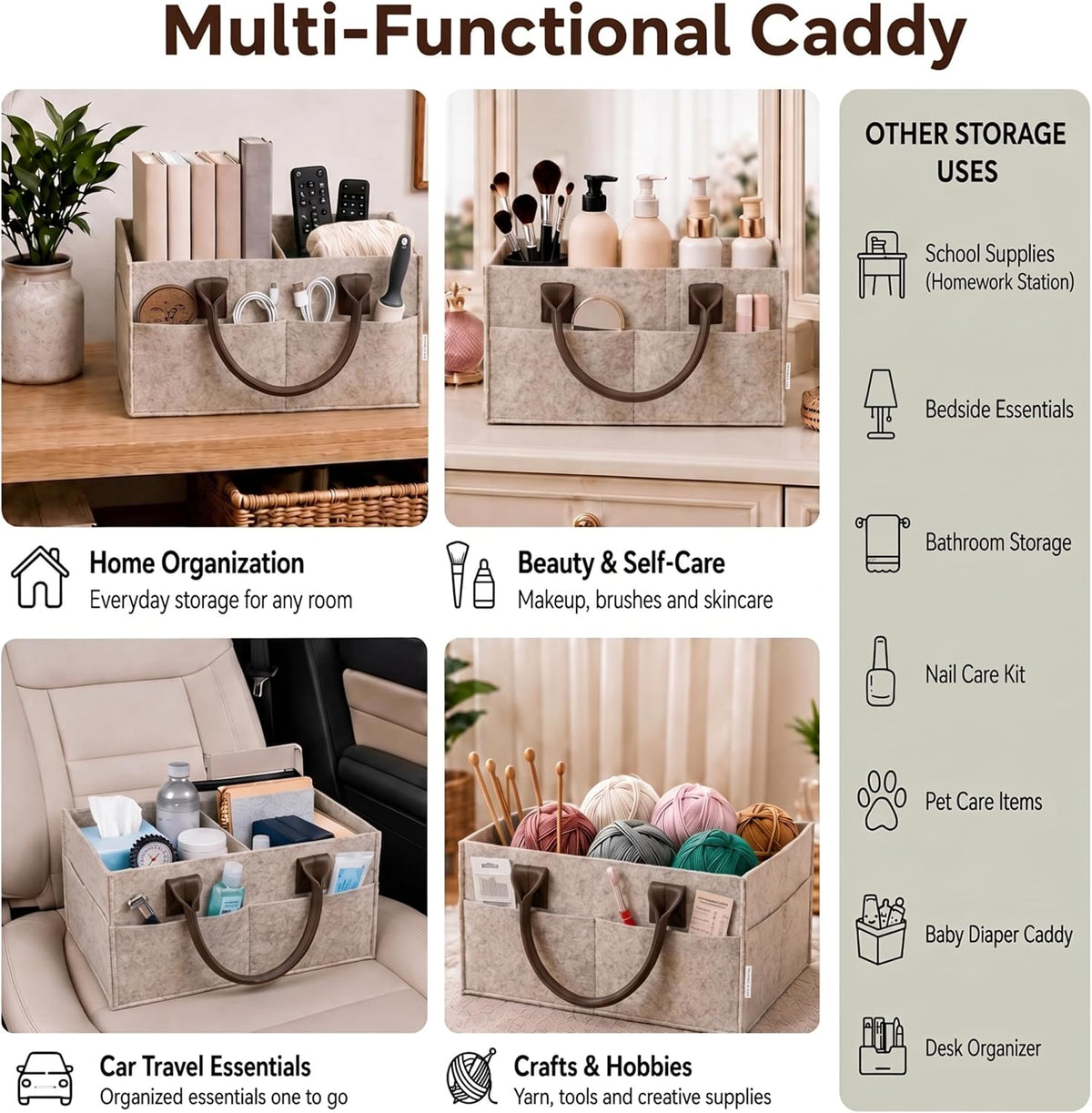 Felt Diaper Caddy Organizer, Nursery & Car Organizer