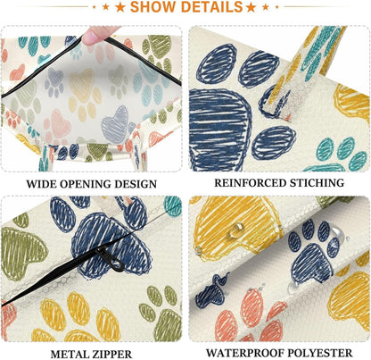 Colorful Paw Waterproof Travel Laundry Bag Washable 2 Pcs