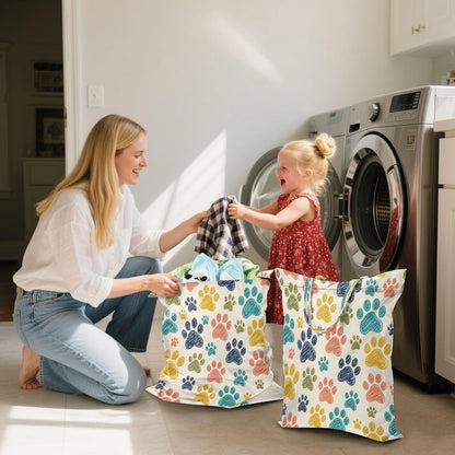 Colorful Paw Waterproof Travel Laundry Bag Washable 2 Pcs
