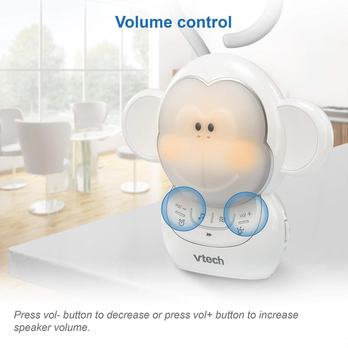 VTech Communications BC8211 Myla The Monkey Baby Sleep Soother with a White Noise Sound Machine Featuring 5 Soft Ambient Sounds, 5 Calming Melodies & Soft-Glow Night Light, 1 Count (Pack of 1)
