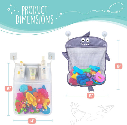 Comfylife 2 x Mesh Bath Toy Organizer + 6 Ultra Strong Hooks + 36 Bath Letters & Numbers – Eco-Safe, Fun, Educational Foam Letters and Perfect Toy Storage Net for Baby Bath Toys & More