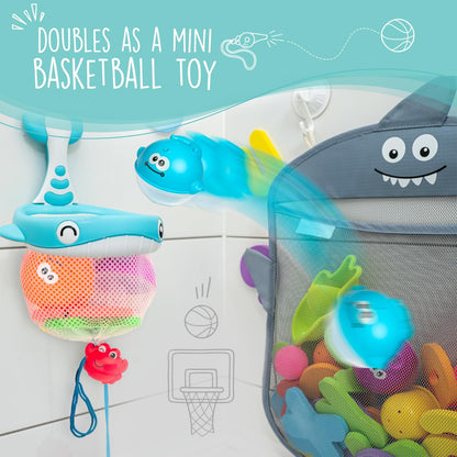 Comfylife 2 x Mesh Bath Toy Organizer + 6 Ultra Strong Hooks + 36 Bath Letters & Numbers – Eco-Safe, Fun, Educational Foam Letters and Perfect Toy Storage Net for Baby Bath Toys & More