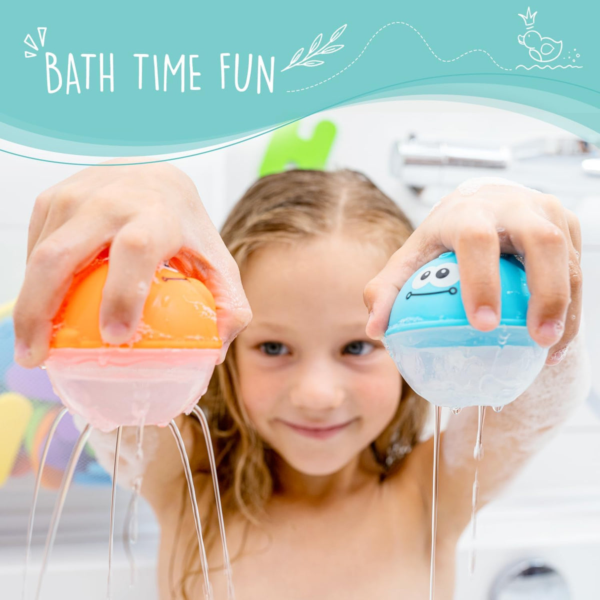 Comfylife 2 x Mesh Bath Toy Organizer + 6 Ultra Strong Hooks + 36 Bath Letters & Numbers – Eco-Safe, Fun, Educational Foam Letters and Perfect Toy Storage Net for Baby Bath Toys & More