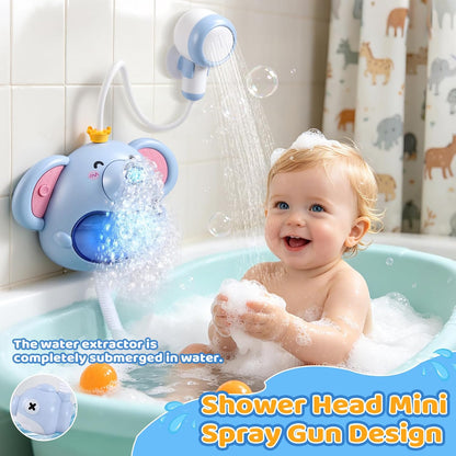 Bath Toys Light Up Baby Bath Toys for Kids Ages 1-3 4-8 Bath Bubble Machine 2 in 1 with Baby Shower Head Toddler Bath Toys with Colourful RGB Light