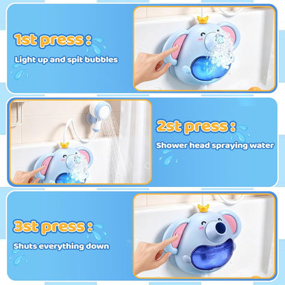 Bath Toys Light Up Baby Bath Toys for Kids Ages 1-3 4-8 Bath Bubble Machine 2 in 1 with Baby Shower Head Toddler Bath Toys with Colourful RGB Light