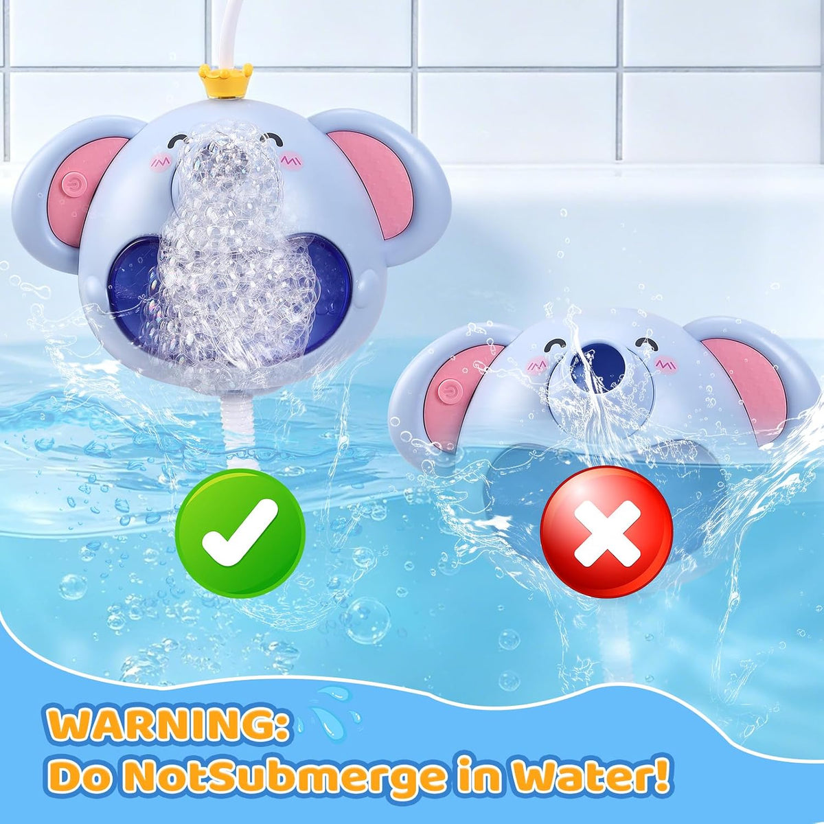 Bath Toys Light Up Baby Bath Toys for Kids Ages 1-3 4-8 Bath Bubble Machine 2 in 1 with Baby Shower Head Toddler Bath Toys with Colourful RGB Light
