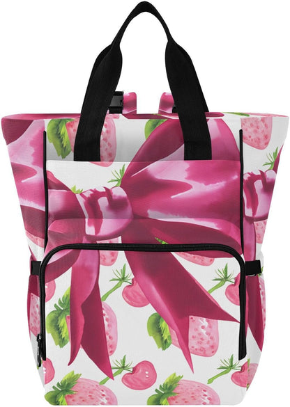 Diaper Bag Backpack, Multifunction Travel Bag for Moms Dads, Baby Changing Bag with Insulted Pockets, Stroller Straps and Side Bottle Pockets Berry Watercolor Pattern
