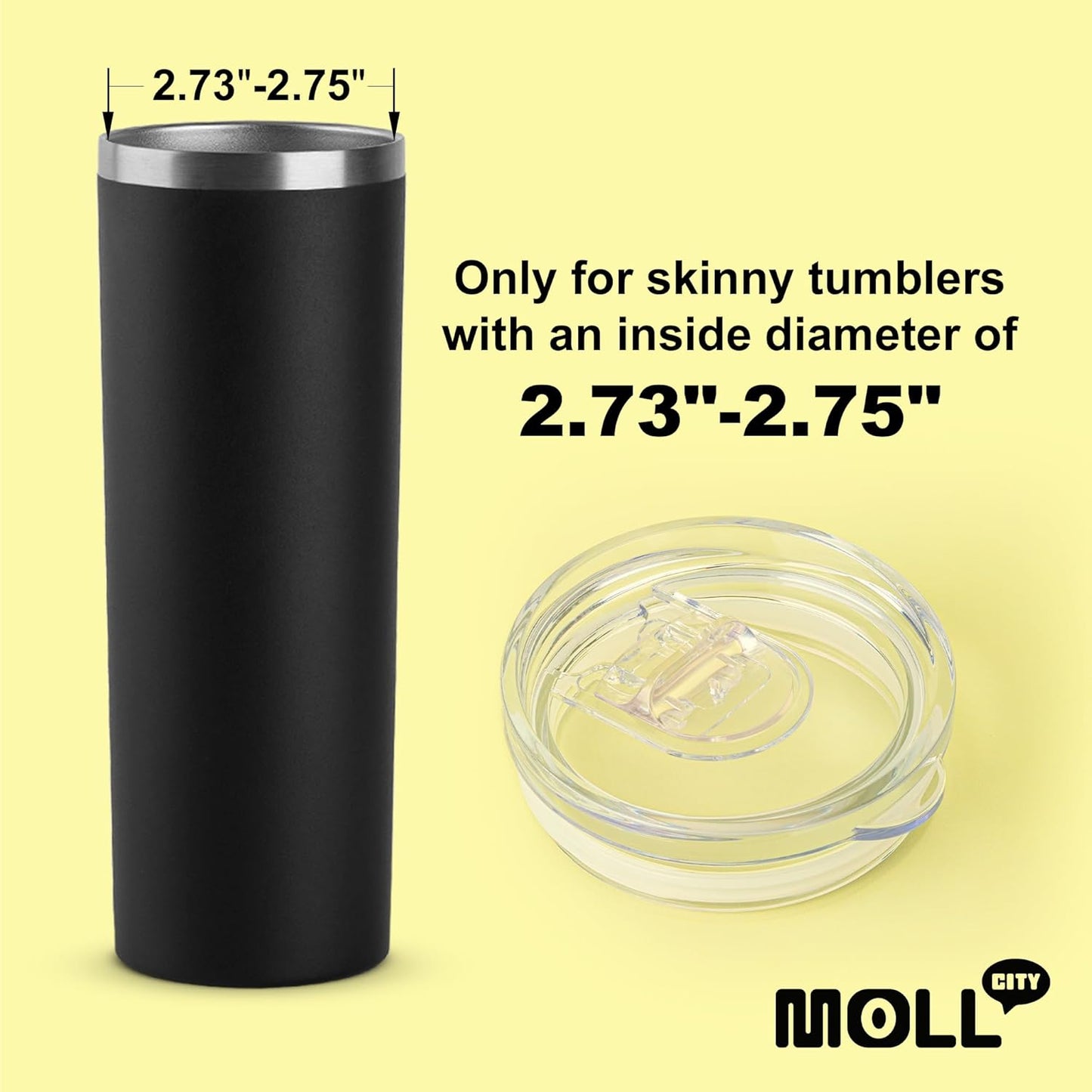 Skinny Tumbler Replacement Lid | Replacement Lid Fits for Skinny Tumbler 2.73-2.75 inches in diameter, 2 Pack Splash Resistant Lids Sliding Covers (2 Pack)