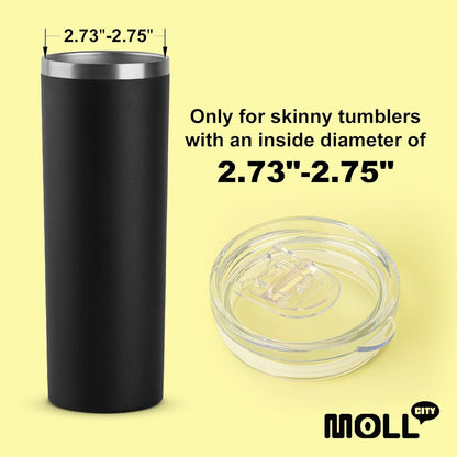 Skinny Tumbler Replacement Lid | Replacement Lid Fits for Skinny Tumbler 2.73-2.75 inches in diameter, 2 Pack Splash Resistant Lids Sliding Covers (2 Pack)