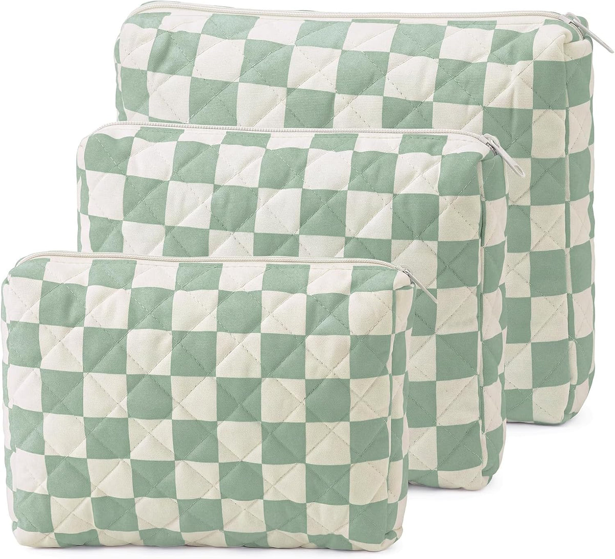 3 Pack Diaper Bag Organizer Pouch Set Quilted Cotton Cute Bear Diaper Pouches Fabric Coquette Cosmetic Makeup Bag Set Soft Toiletry Bags Travel Organizer Bags for Women and Girls