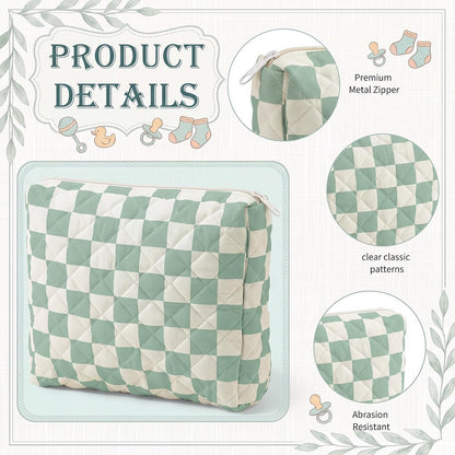 3 Pack Diaper Bag Organizer Pouch Set Quilted Cotton Cute Bear Diaper Pouches Fabric Coquette Cosmetic Makeup Bag Set Soft Toiletry Bags Travel Organizer Bags for Women and Girls