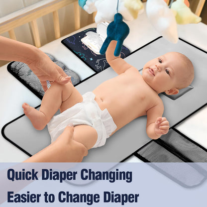 Pink Portable Changing Pads- Waterproof Foldable Baby Changing Mat Dinosaur Pattern Diaper Changer Travel Bag, Smart Design Baby Changing Mat, Great for Newborn Girls & Boys & for Travel