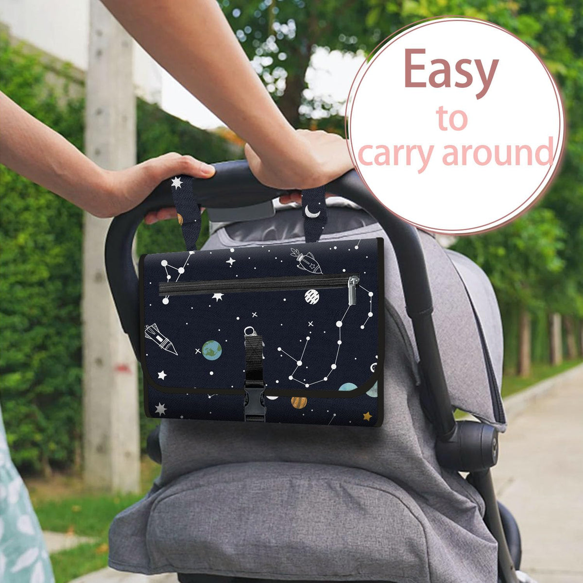 Pink Portable Changing Pads- Waterproof Foldable Baby Changing Mat Dinosaur Pattern Diaper Changer Travel Bag, Smart Design Baby Changing Mat, Great for Newborn Girls & Boys & for Travel