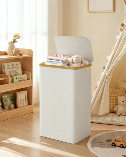 Laundry Hamper with Lid,110L Laundry Basket with Mesh Bags,Beige