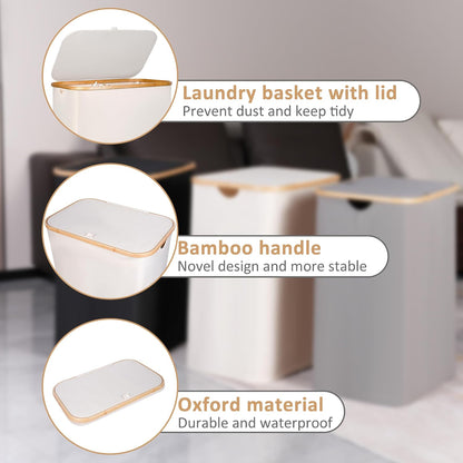 Laundry Hamper with Lid,110L Laundry Basket with Mesh Bags,Beige