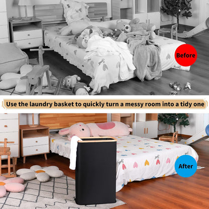 Laundry Hamper with Lid,110L Laundry Basket with Mesh Bags,Beige