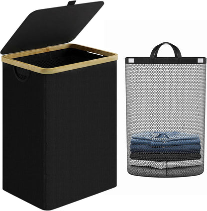Laundry Hamper with Lid,110L Laundry Basket with Mesh Bags,Beige