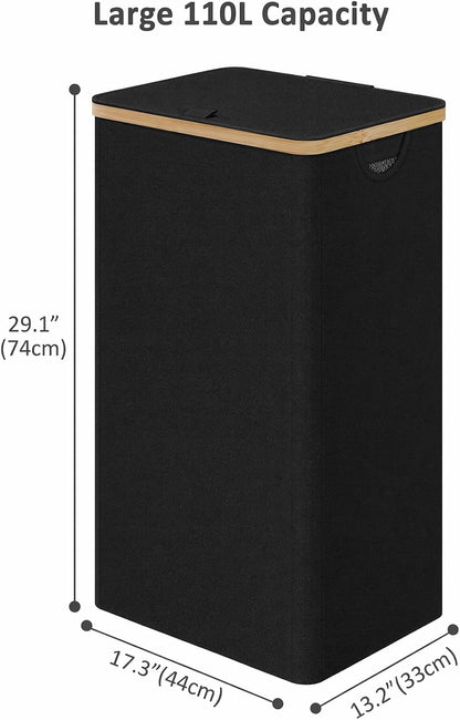Laundry Hamper with Lid,110L Laundry Basket with Mesh Bags,Beige