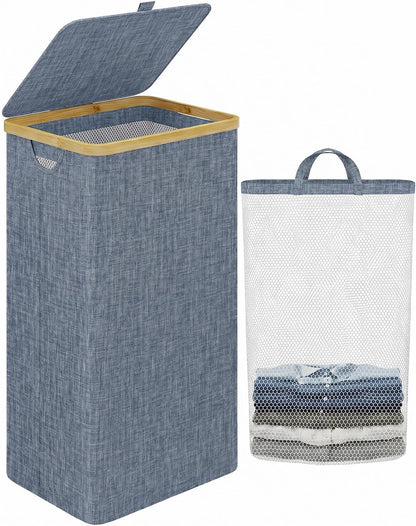 Laundry Hamper with Lid,110L Laundry Basket with Mesh Bags,Beige