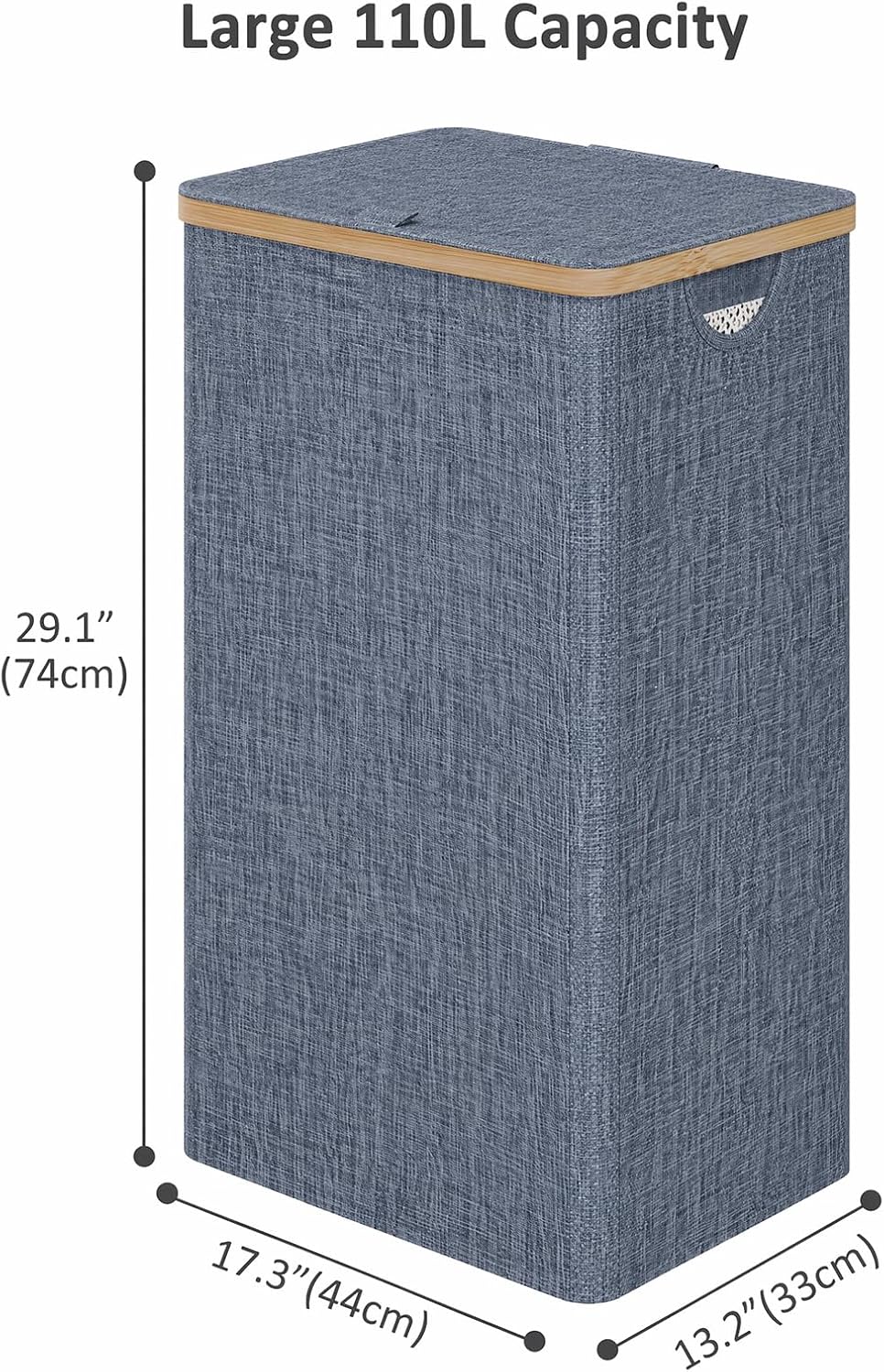 Laundry Hamper with Lid,110L Laundry Basket with Mesh Bags,Beige