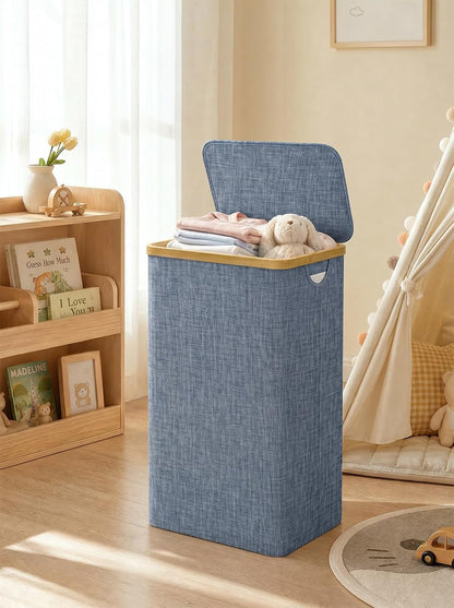 Laundry Hamper with Lid,110L Laundry Basket with Mesh Bags,Beige