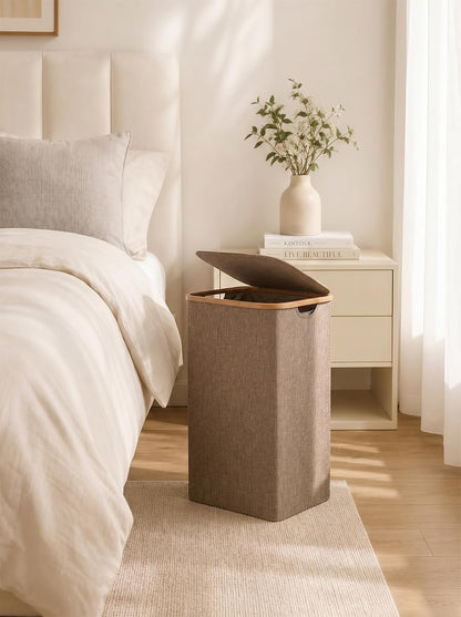 Laundry Hamper with Lid,110L Laundry Basket with Mesh Bags,Beige