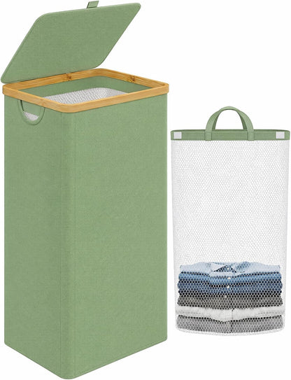 Laundry Hamper with Lid,110L Laundry Basket with Mesh Bags,Beige