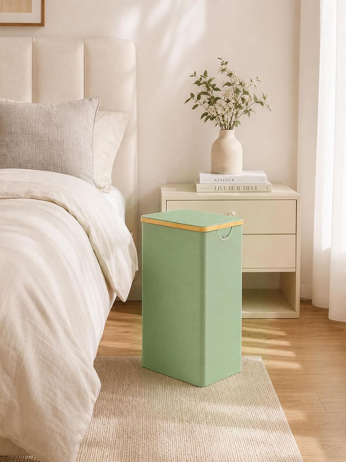 Laundry Hamper with Lid,110L Laundry Basket with Mesh Bags,Beige