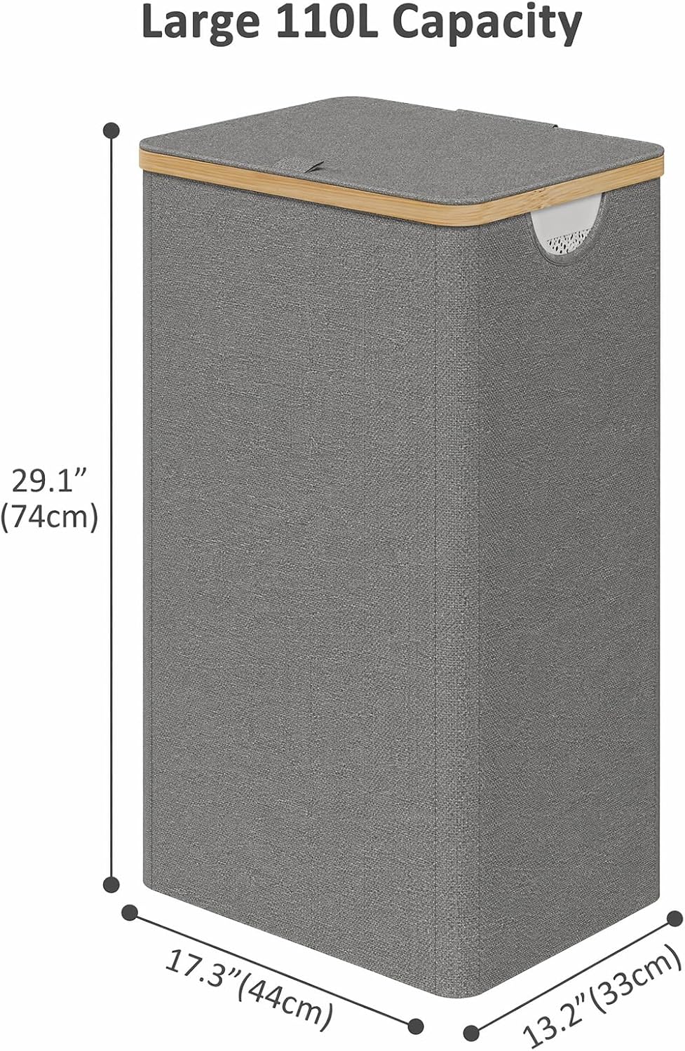 Laundry Hamper with Lid,110L Laundry Basket with Mesh Bags,Beige