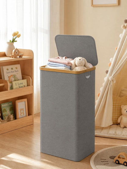 Laundry Hamper with Lid,110L Laundry Basket with Mesh Bags,Beige