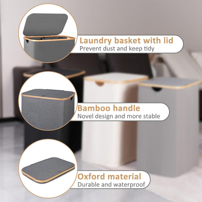 Laundry Hamper with Lid,110L Laundry Basket with Mesh Bags,Beige