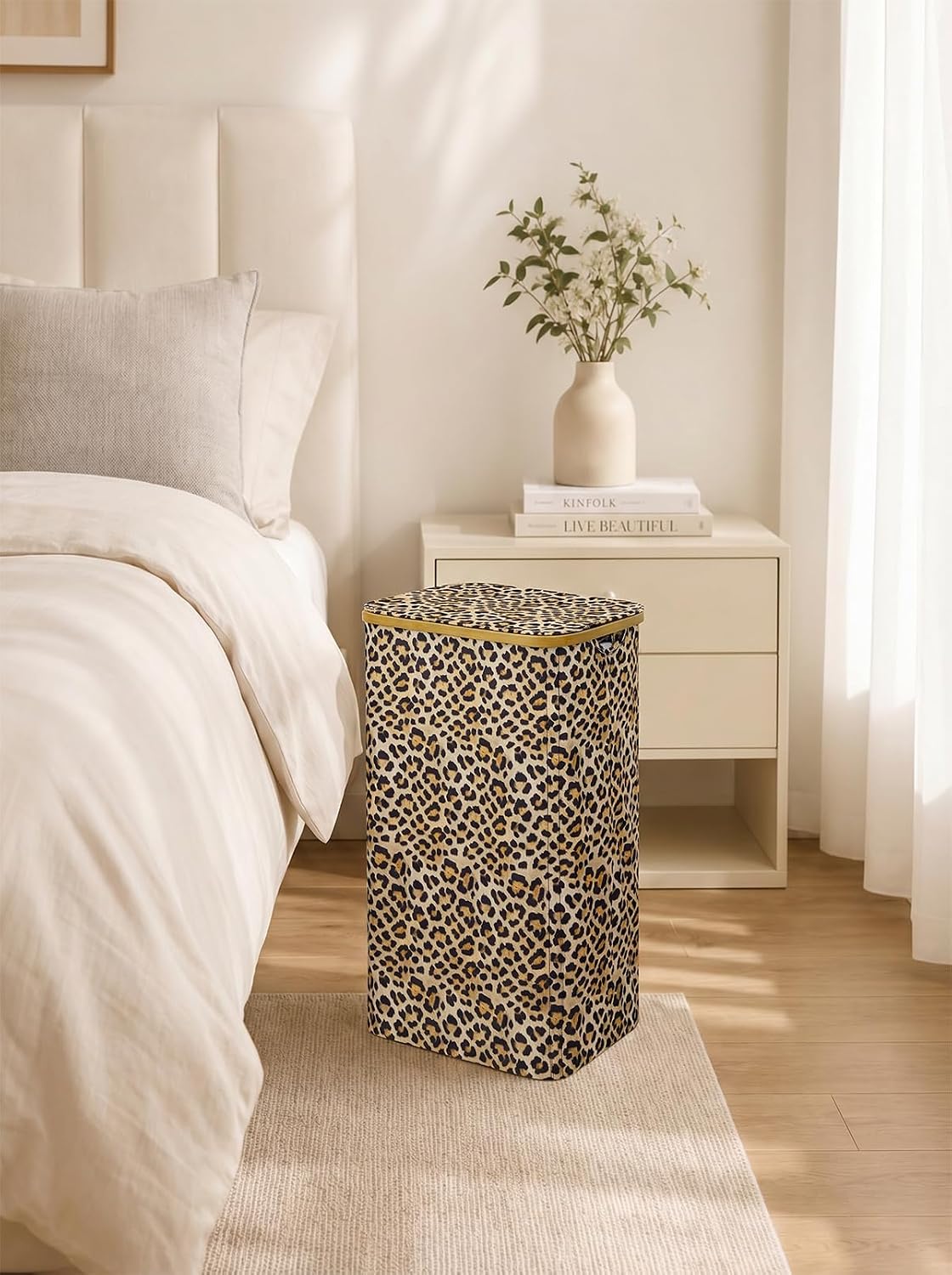 Laundry Hamper with Lid,110L Laundry Basket with Mesh Bags,Beige
