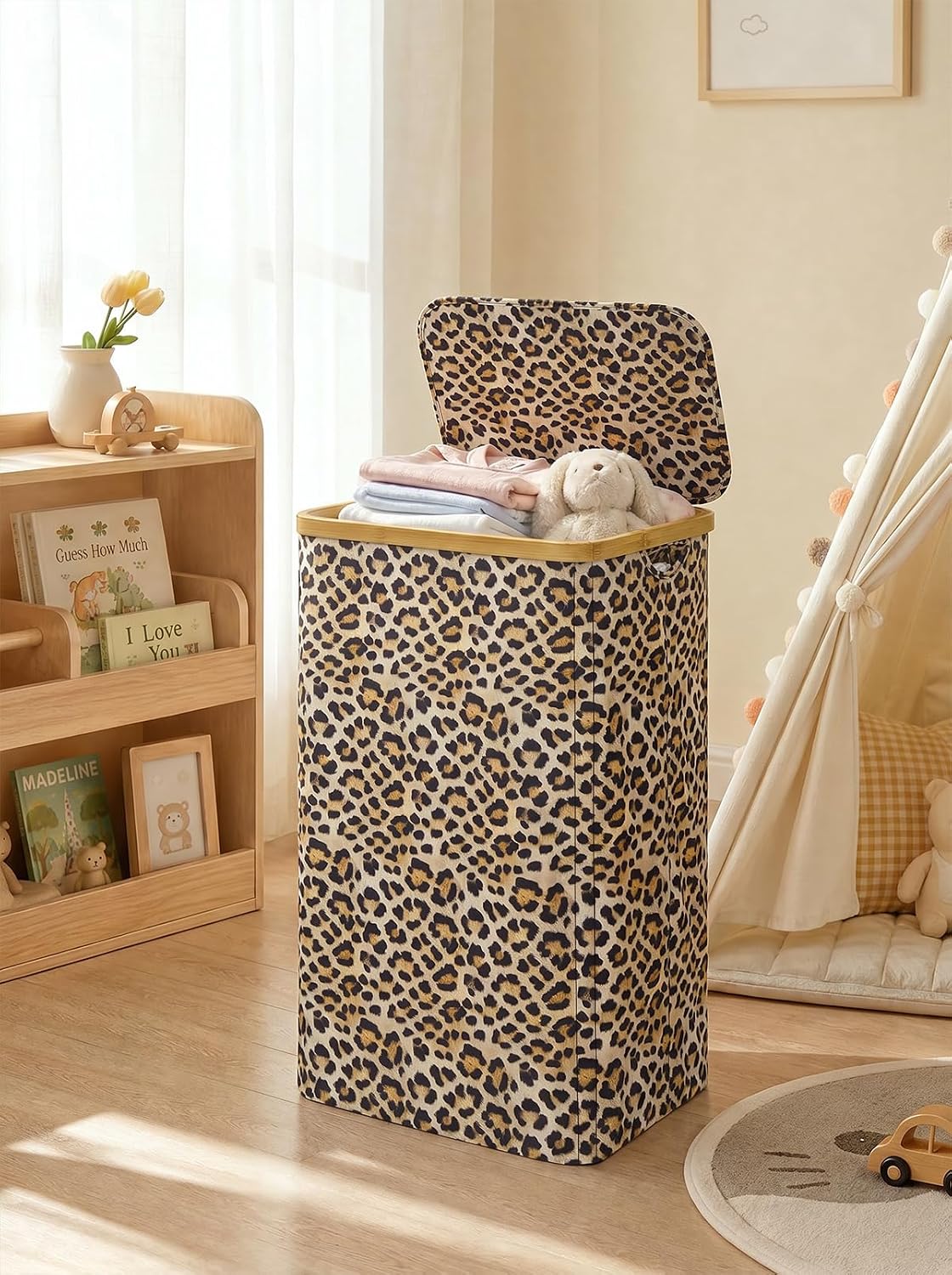 Laundry Hamper with Lid,110L Laundry Basket with Mesh Bags,Beige