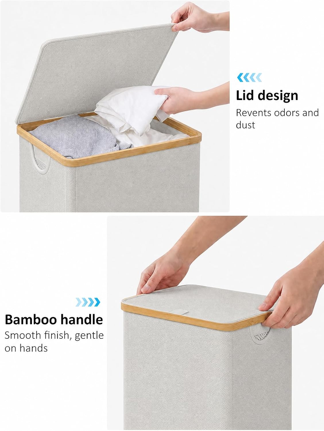 Laundry Hamper with Lid,110L Laundry Basket with Mesh Bags,Beige