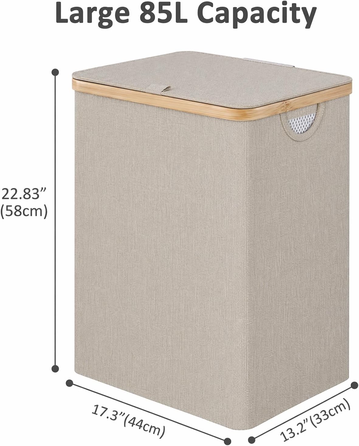 Laundry Hamper with Lid,110L Laundry Basket with Mesh Bags,Beige