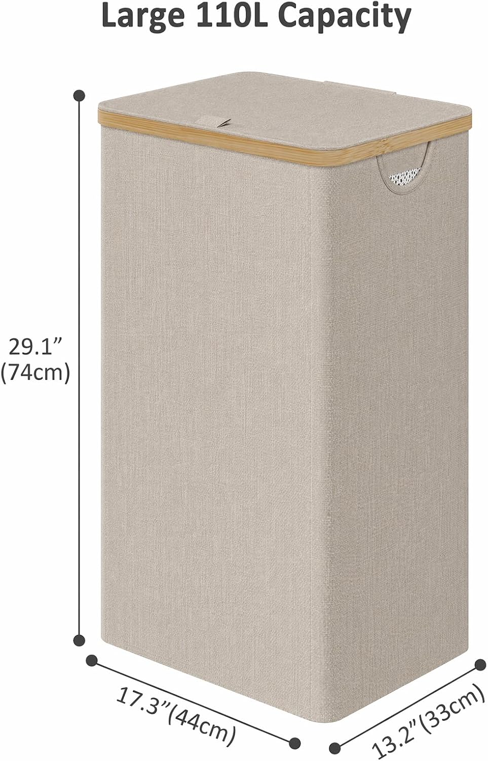 Laundry Hamper with Lid,110L Laundry Basket with Mesh Bags,Beige